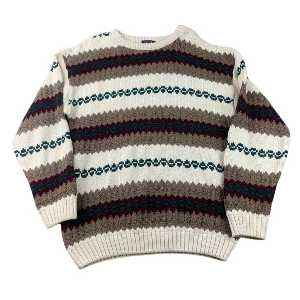 Vintage Old Glory Sweater Men M  Striped Cotton Crew Neck Long‎ Sleeve USA Made